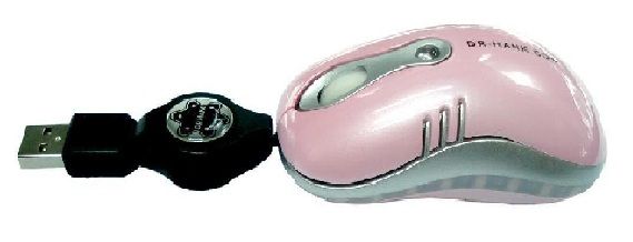 Mouse BRAVIEW USB M10 Retratil ROSA